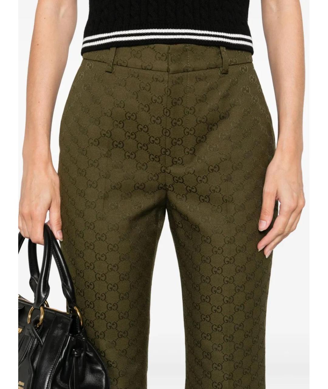 GUCCI Коричневые хлопковые прямые брюки, фото 5