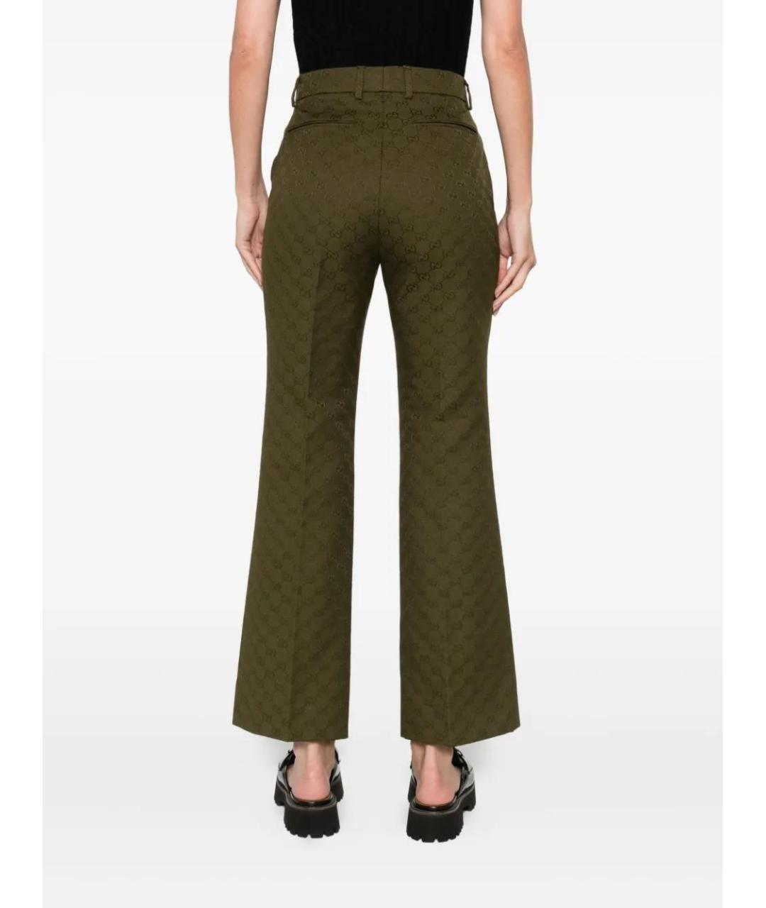 GUCCI Коричневые хлопковые прямые брюки, фото 4