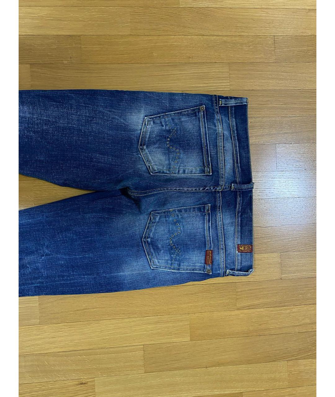 7 FOR ALL MANKIND Синие хлопко-эластановые прямые джинсы, фото 4