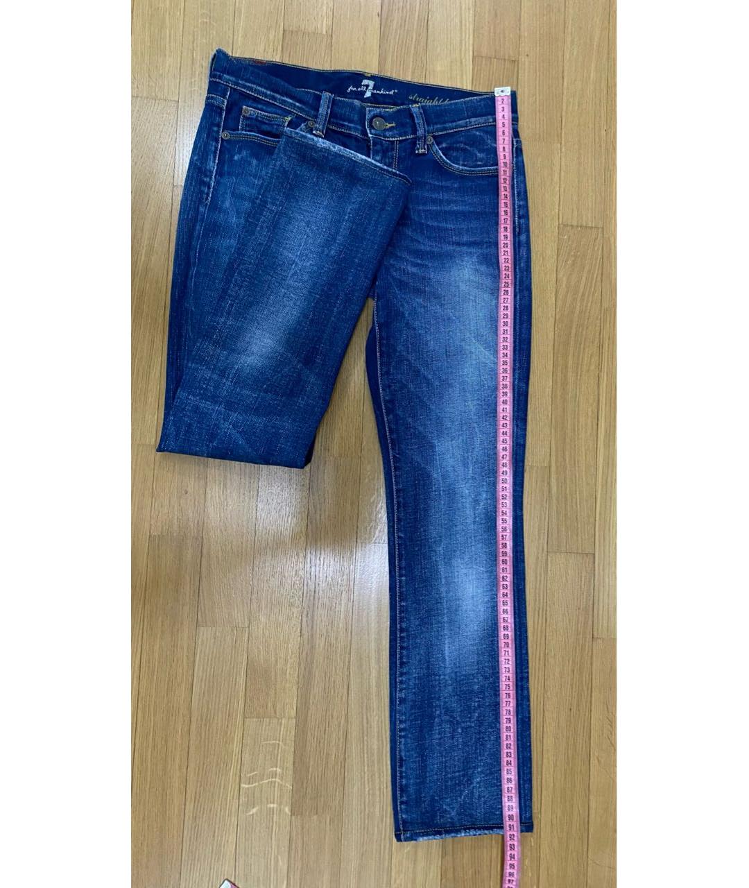 7 FOR ALL MANKIND Синие хлопко-эластановые прямые джинсы, фото 5