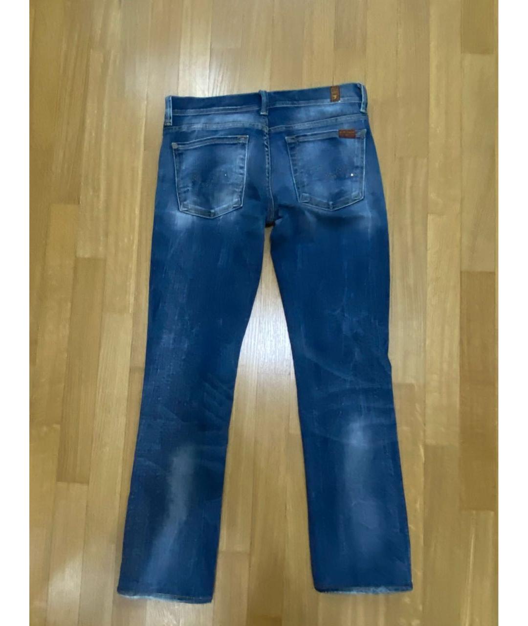 7 FOR ALL MANKIND Синие хлопко-эластановые прямые джинсы, фото 2