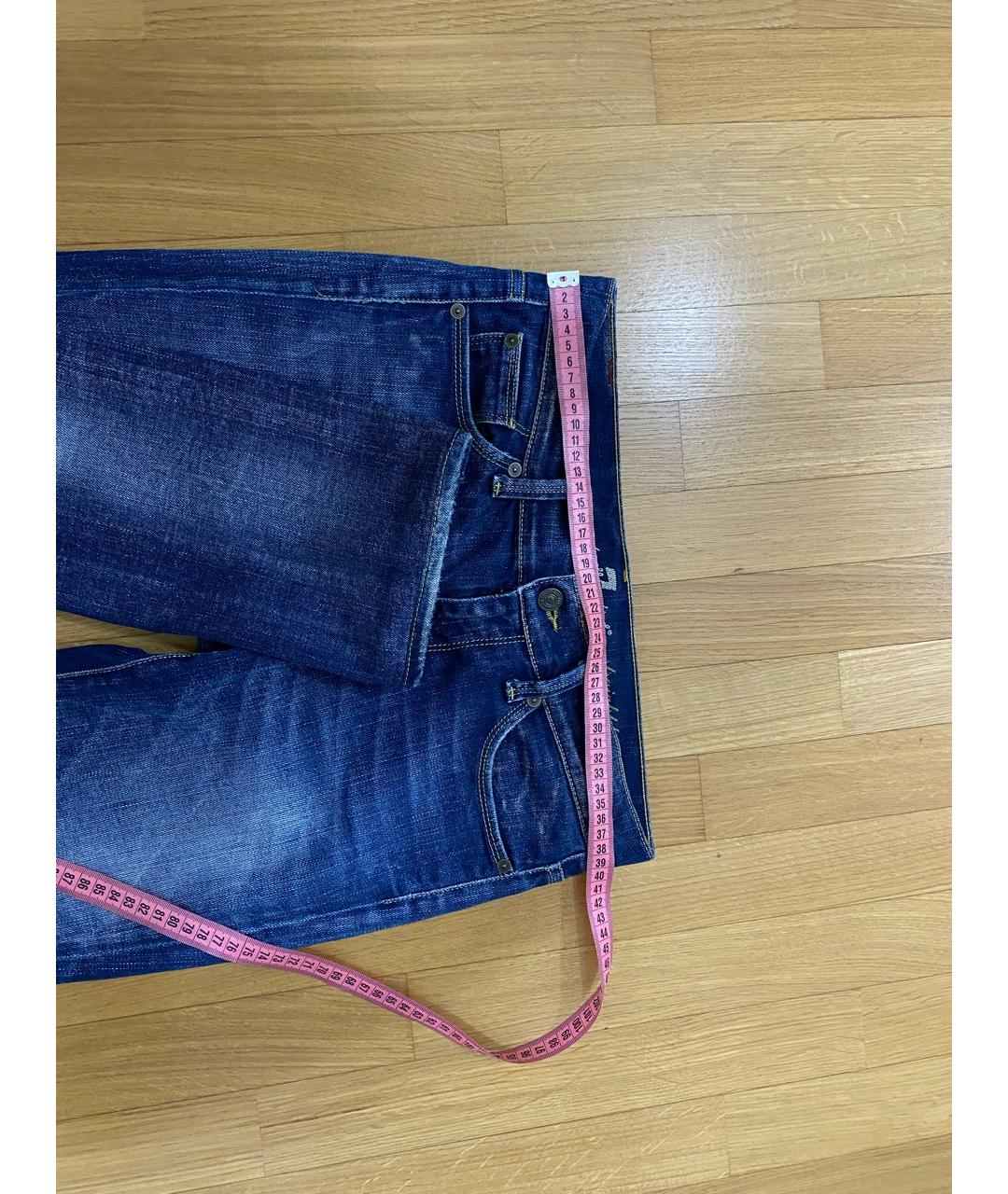 7 FOR ALL MANKIND Синие хлопко-эластановые прямые джинсы, фото 6