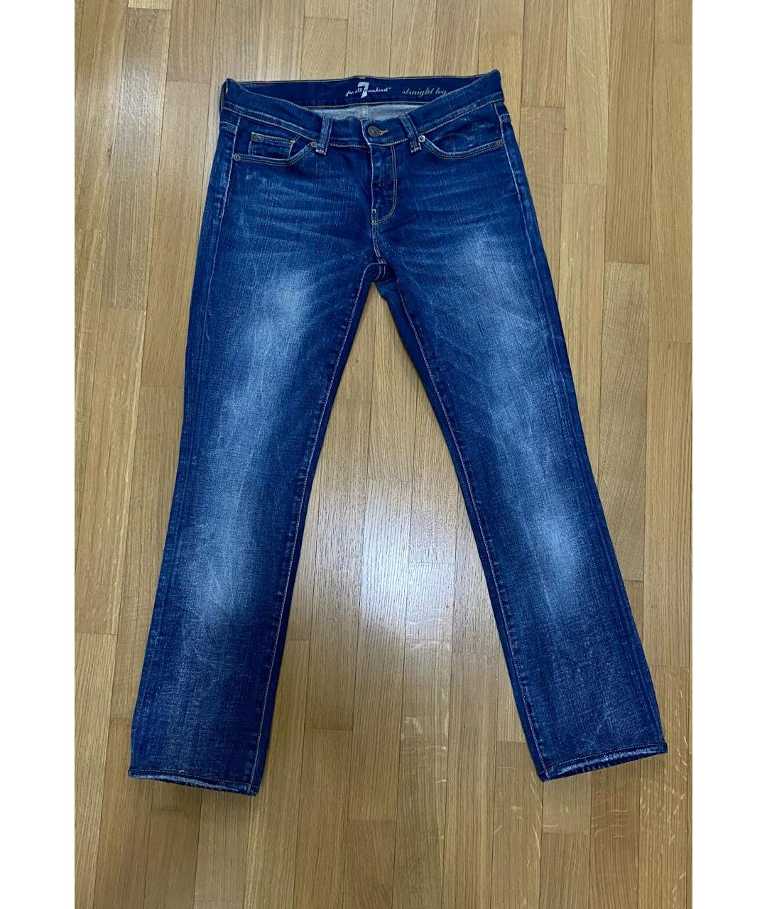 7 FOR ALL MANKIND Синие хлопко-эластановые прямые джинсы, фото 7