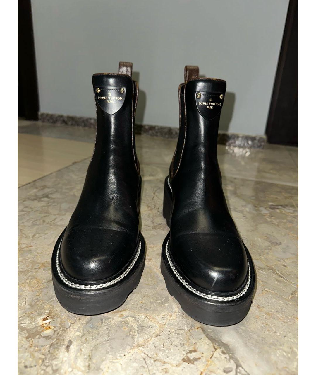 LOUIS VUITTON Черные кожаные ботинки, фото 3