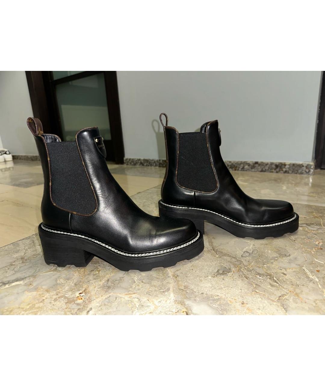 LOUIS VUITTON Черные кожаные ботинки, фото 5