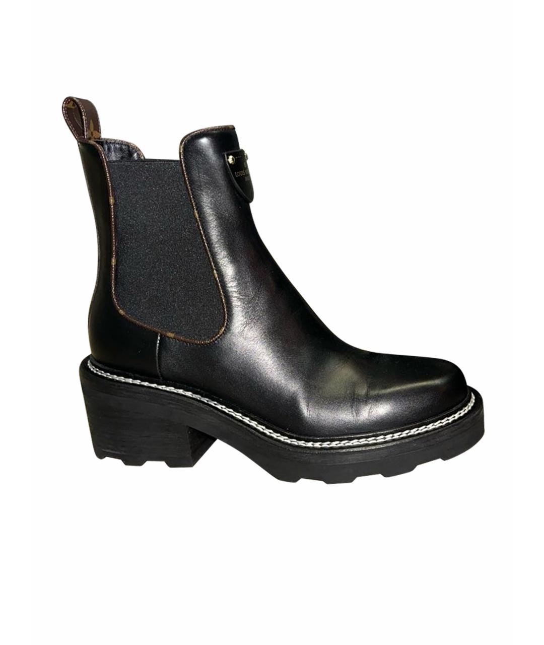 LOUIS VUITTON Черные кожаные ботинки, фото 1