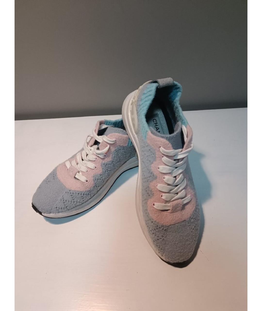 CHANEL Голубые текстильные кроссовки, фото 3