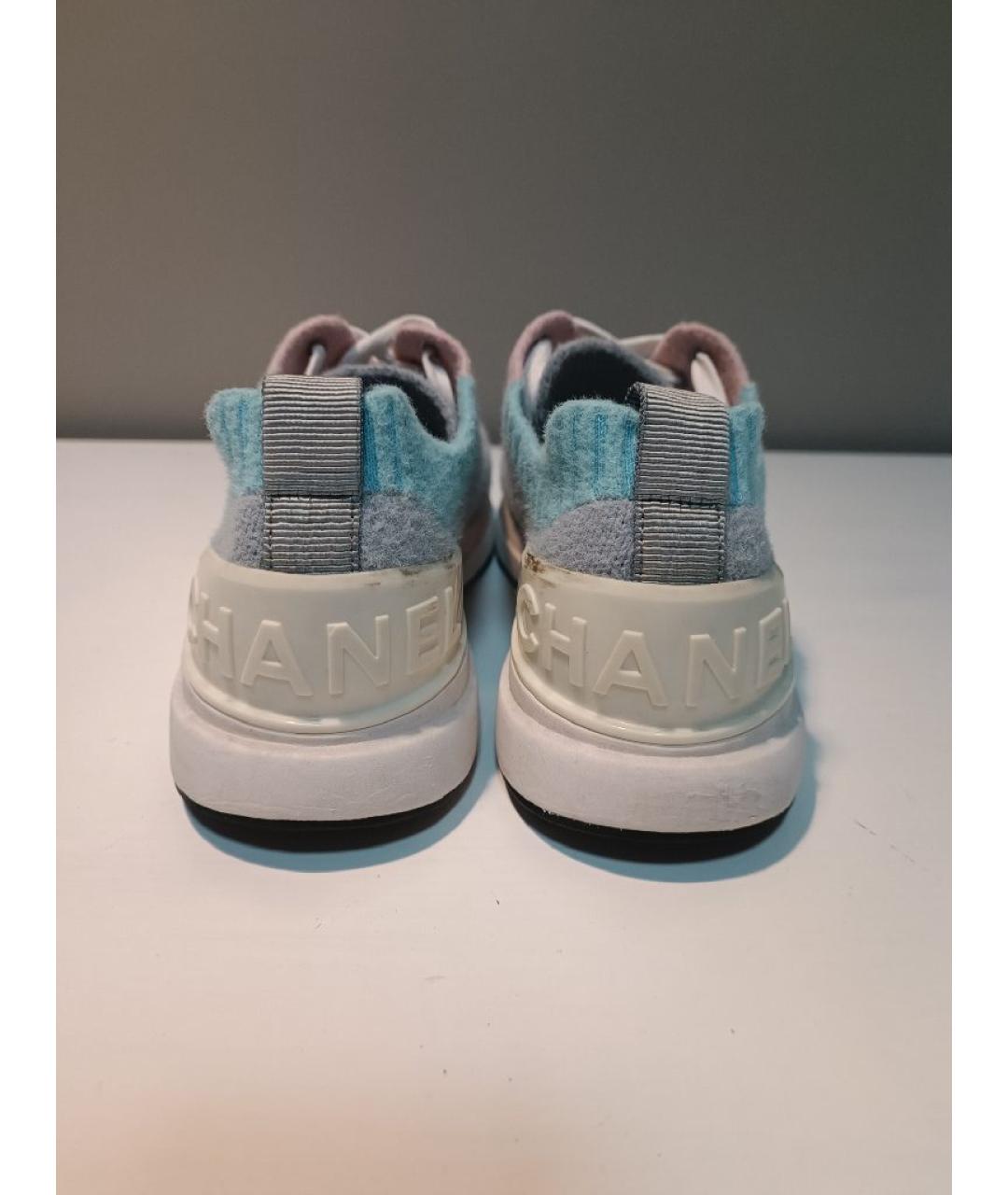 CHANEL Голубые текстильные кроссовки, фото 4