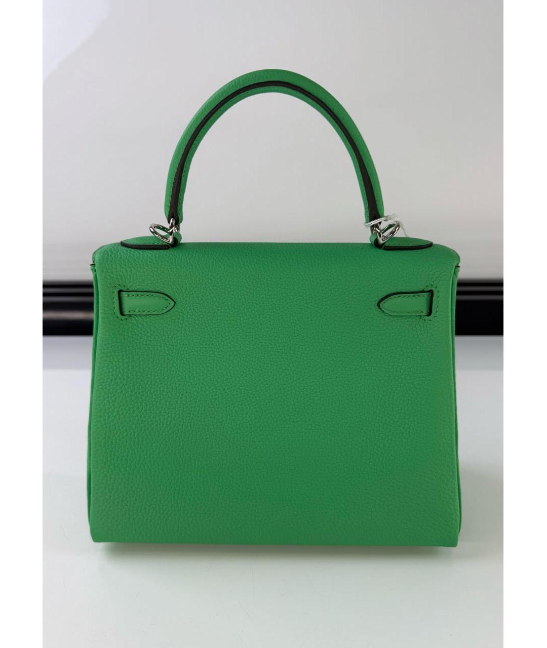 HERMES Зеленая кожаная сумка с короткими ручками, фото 3