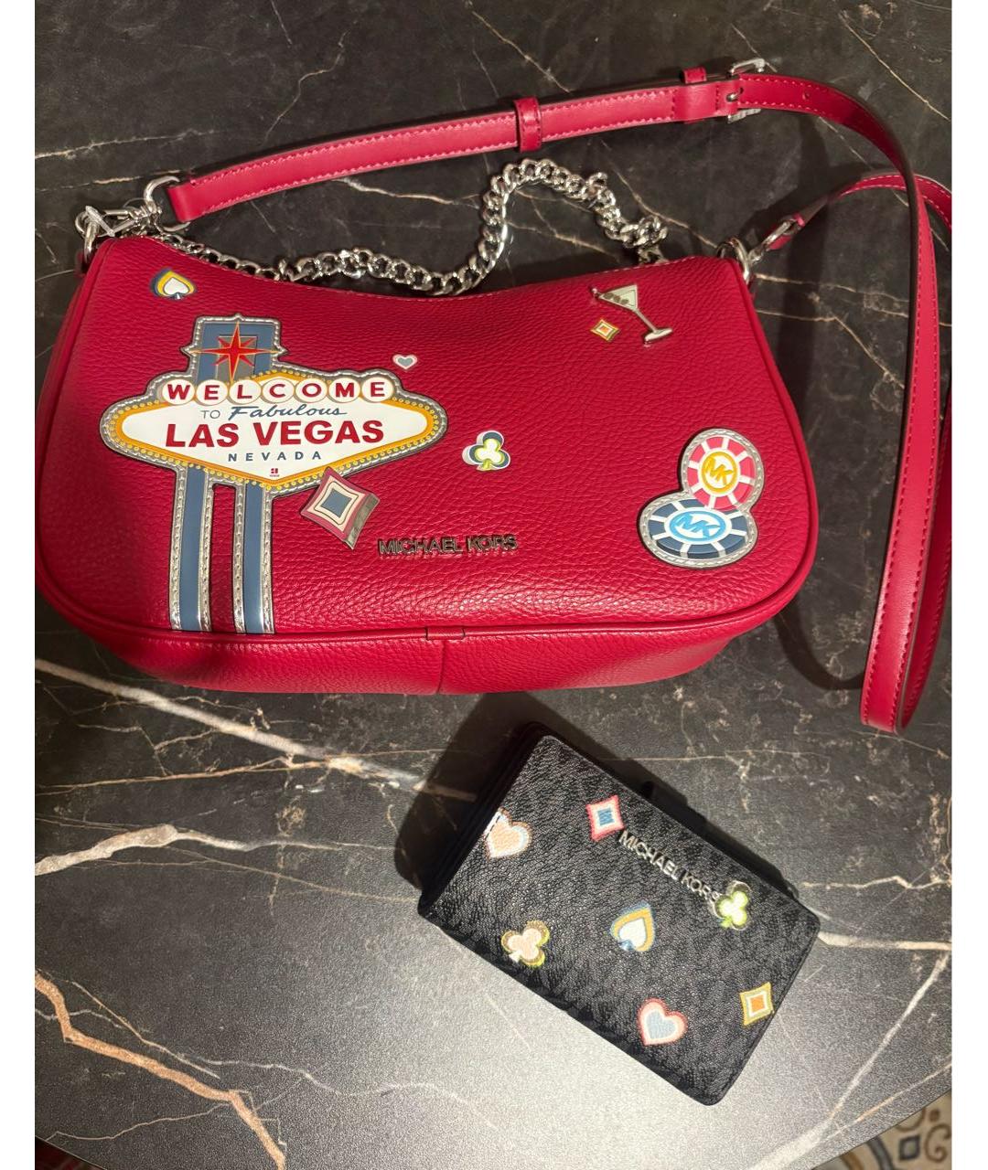 MICHAEL KORS Красная кожаная сумка через плечо, фото 4