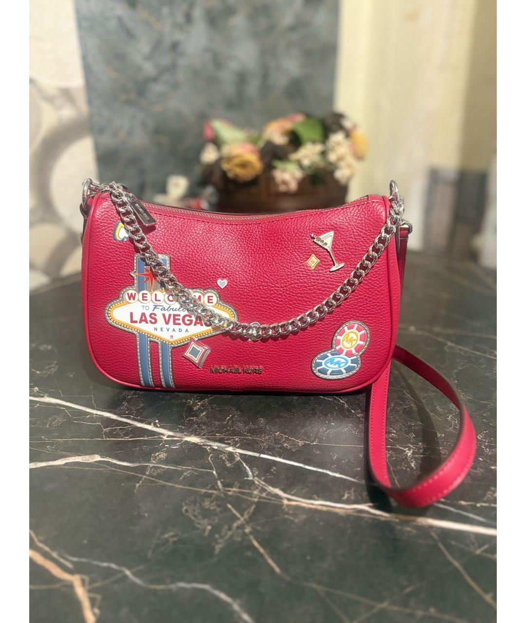 MICHAEL KORS Красная кожаная сумка через плечо, фото 5