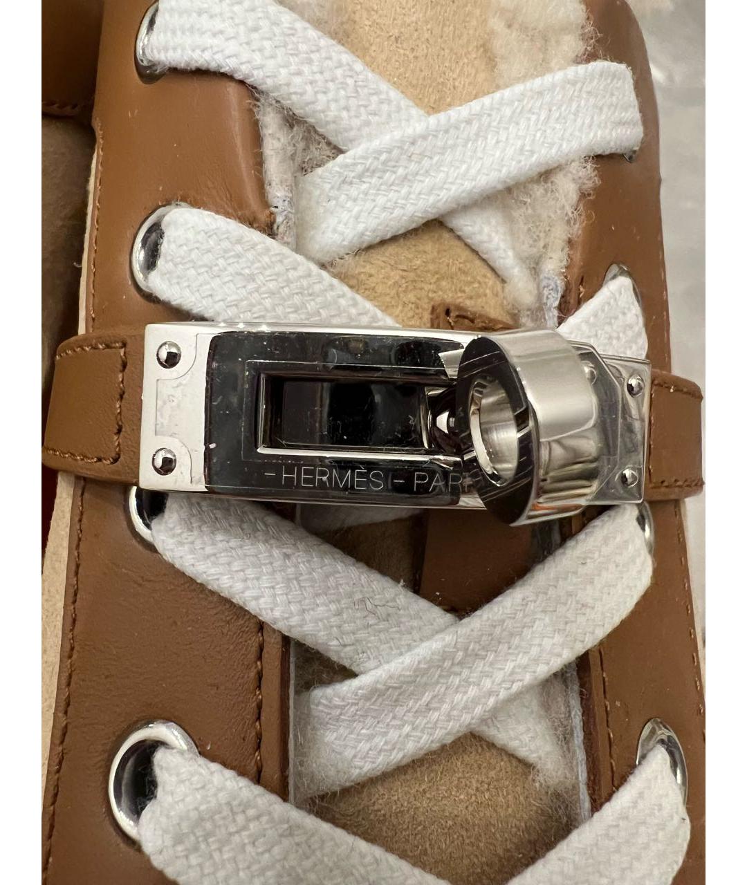 HERMES Бежевые замшевые кеды, фото 7