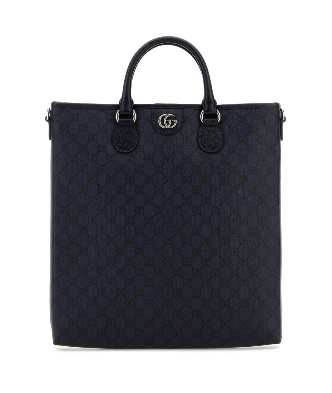 GUCCI Темно-синяя жаккардовая сумка тоут, фото 1