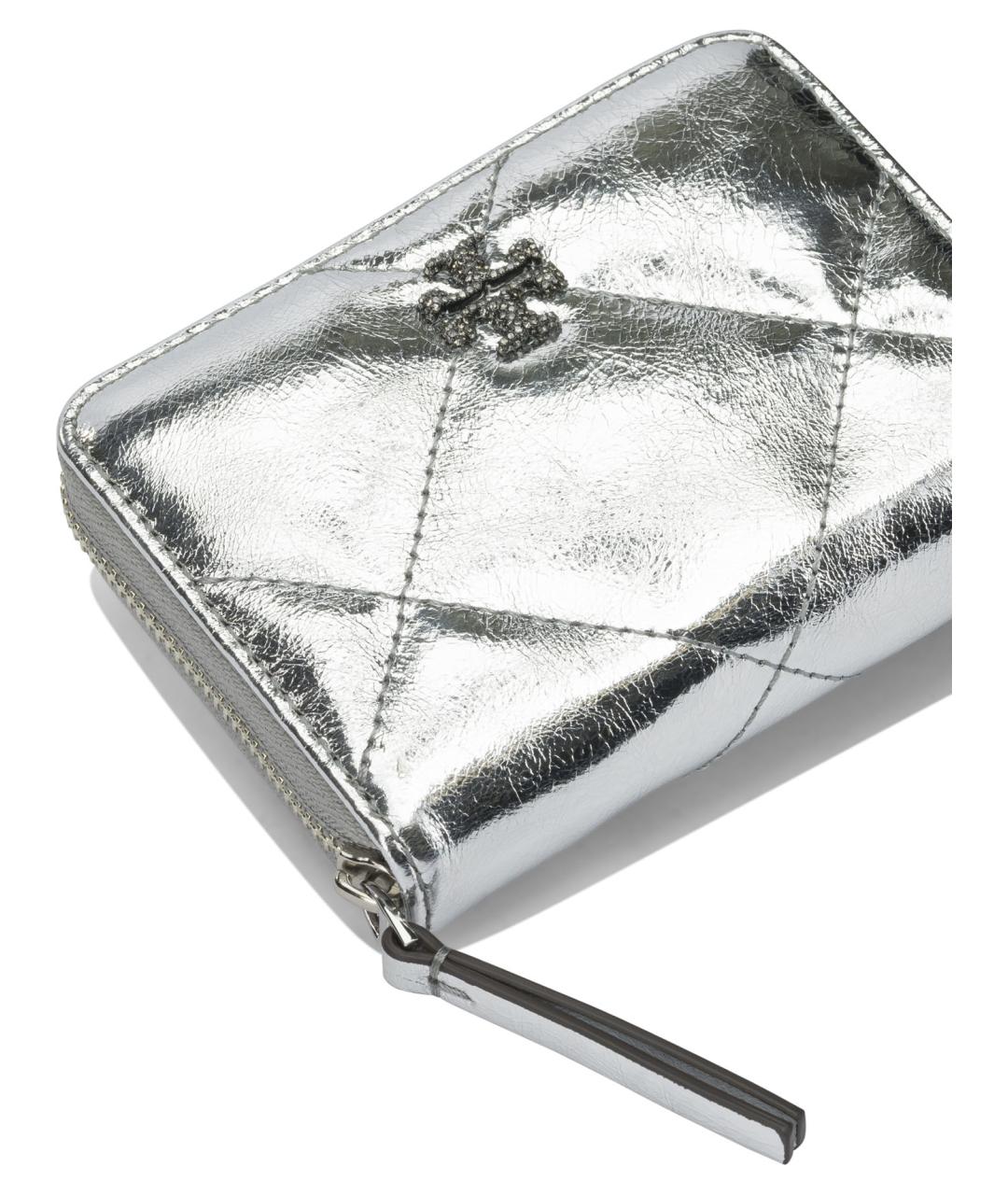 TORY BURCH Серебрянный кожаный кардхолдер, фото 4