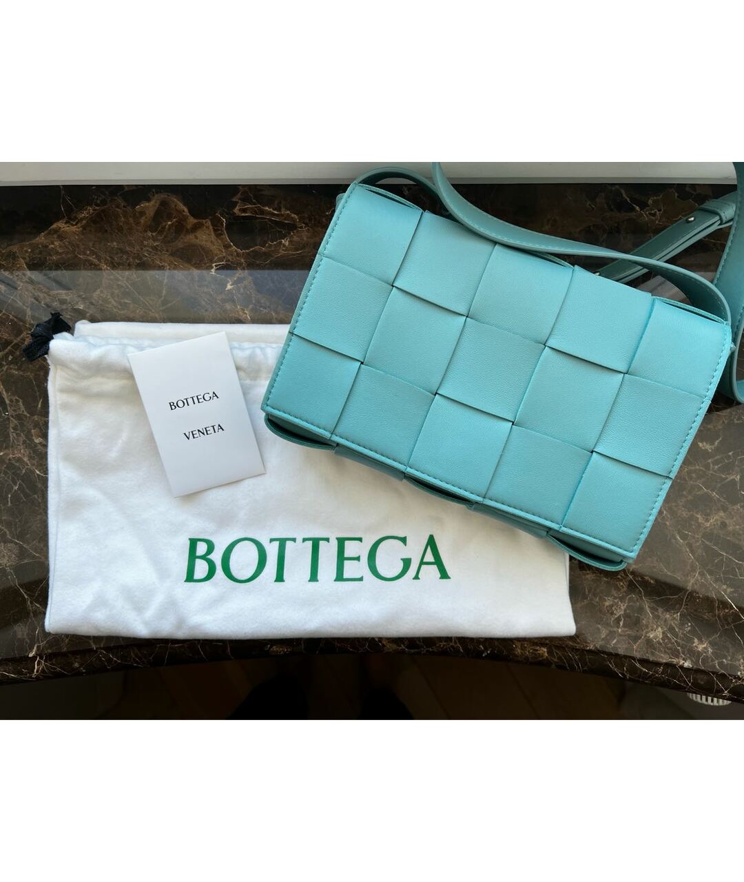 BOTTEGA VENETA Бирюзовая кожаная сумка через плечо, фото 8