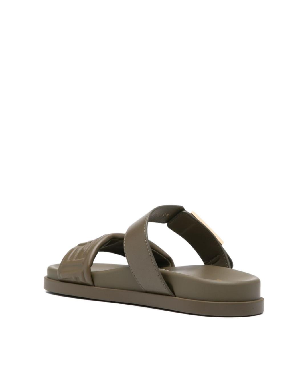 FENDI Зеленые кожаные сандалии, фото 3