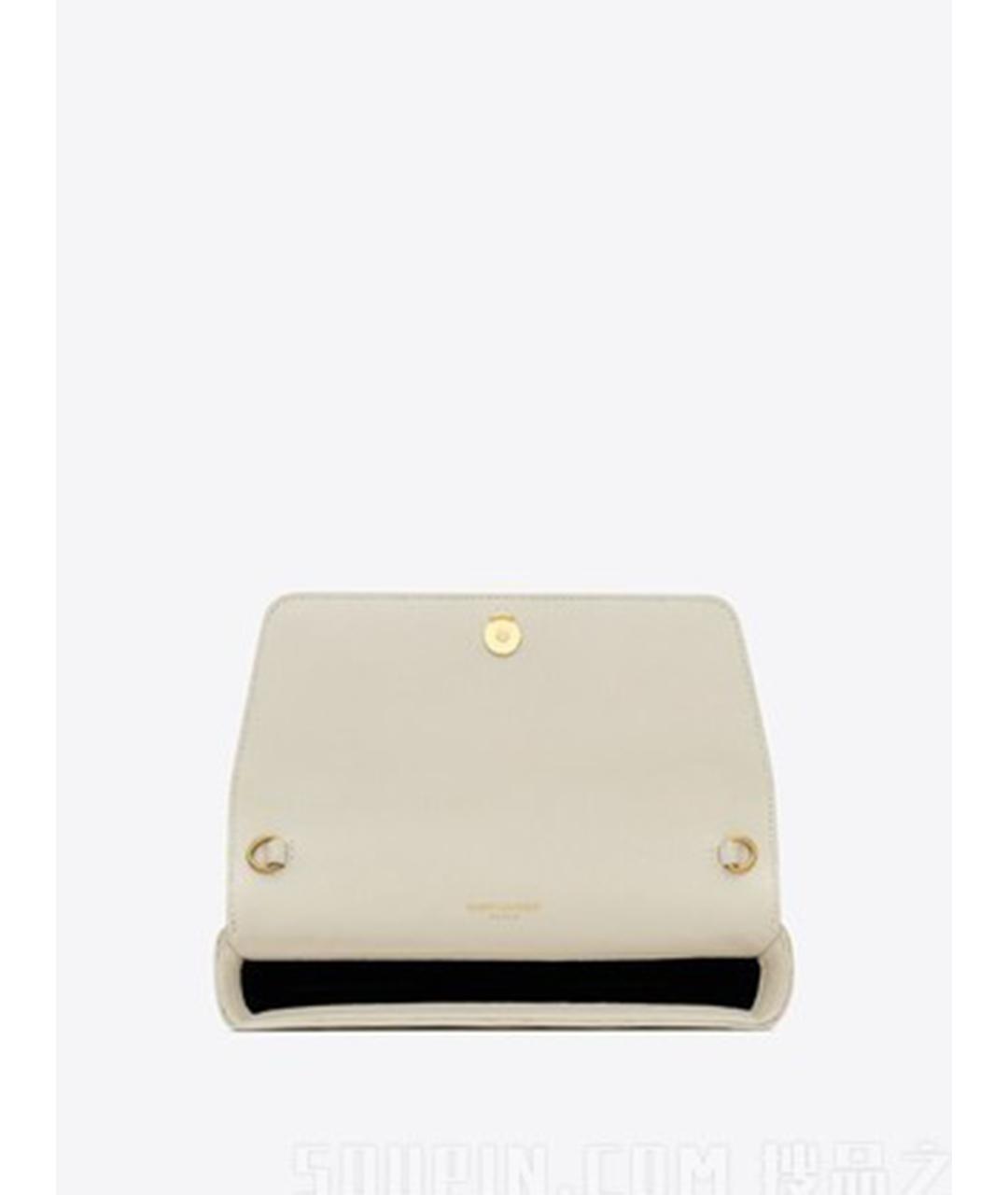 SAINT LAURENT Белая кожаная сумка через плечо, фото 4