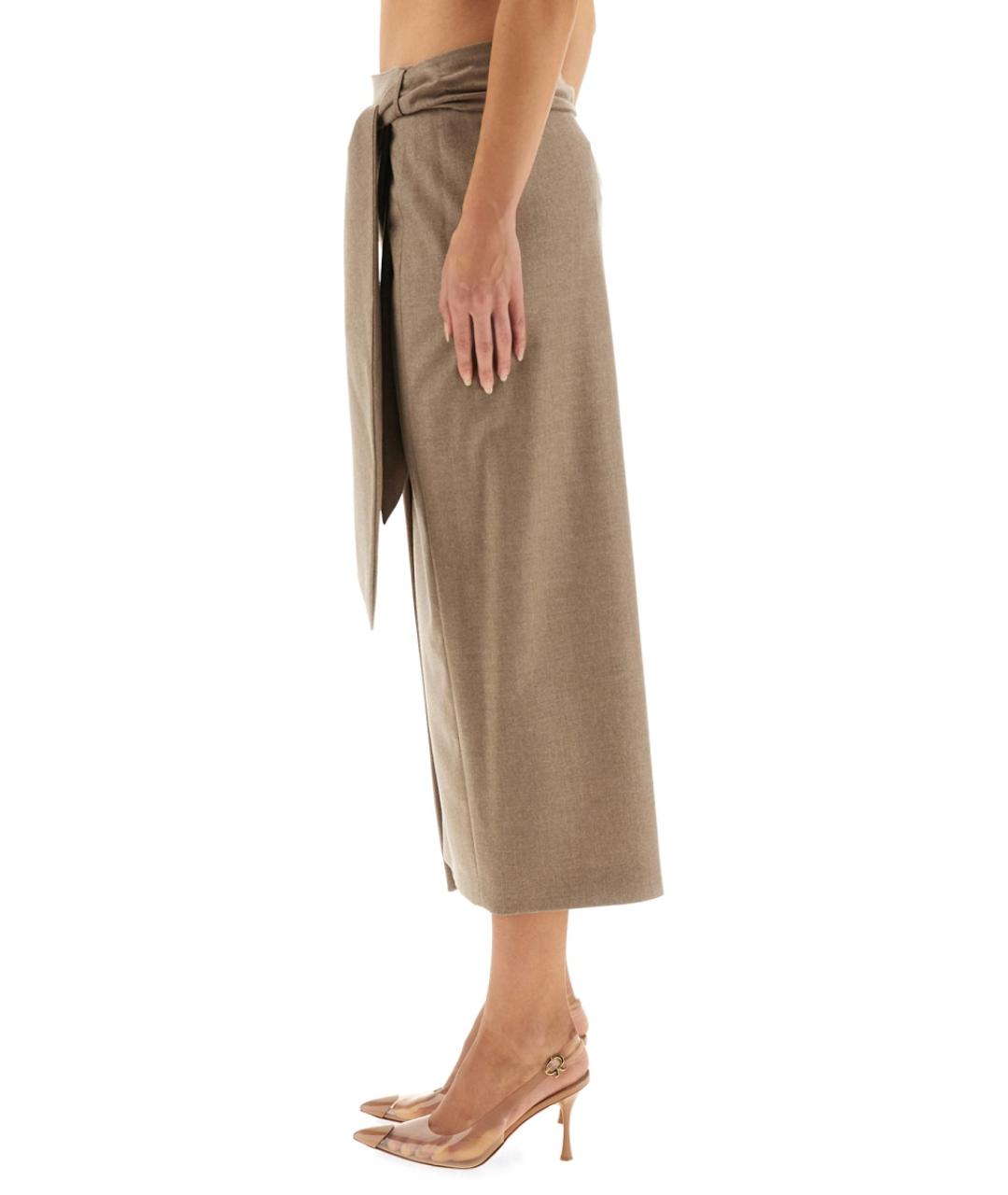 MAX MARA Бежевая кашемировая юбка миди, фото 3