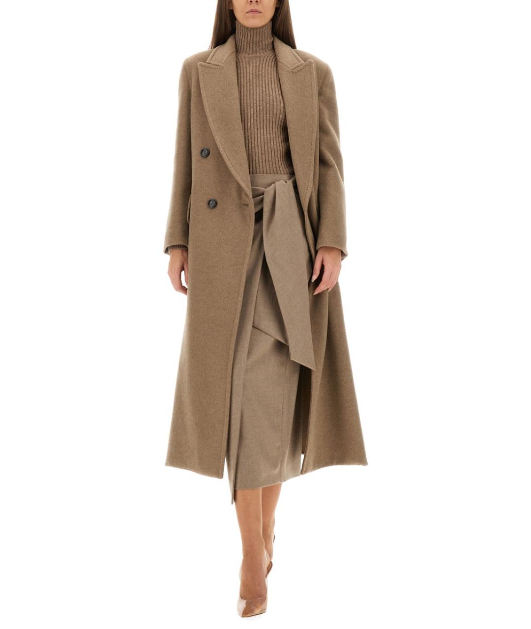 MAX MARA Бежевая кашемировая юбка миди, фото 2