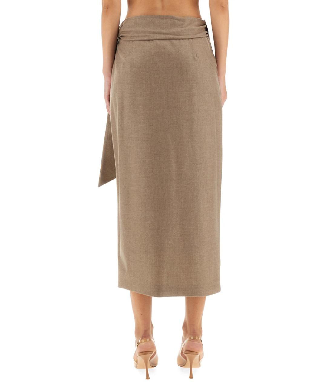MAX MARA Бежевая кашемировая юбка миди, фото 4