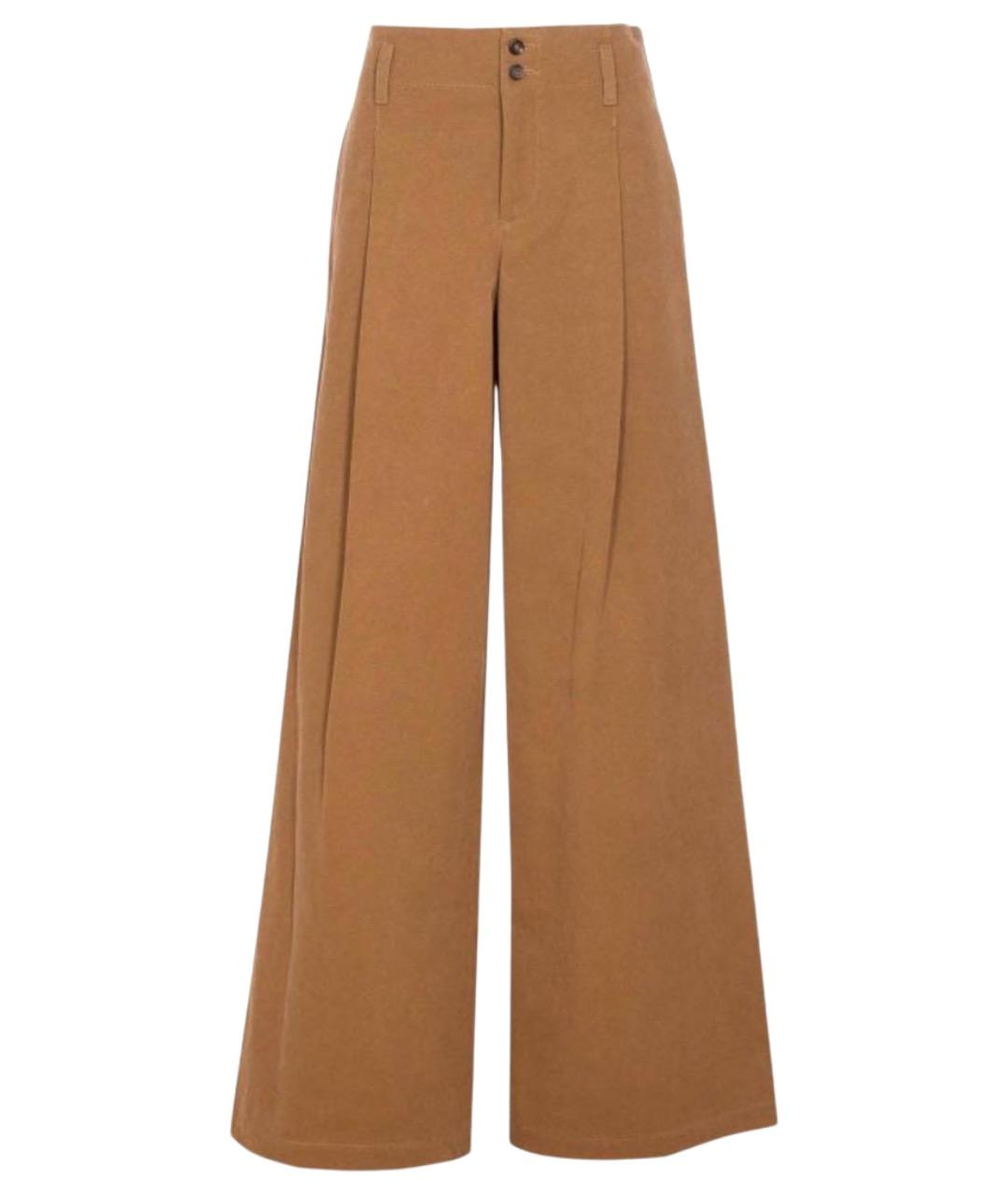 CHLOE Коричневые хлопковые прямые брюки, фото 1