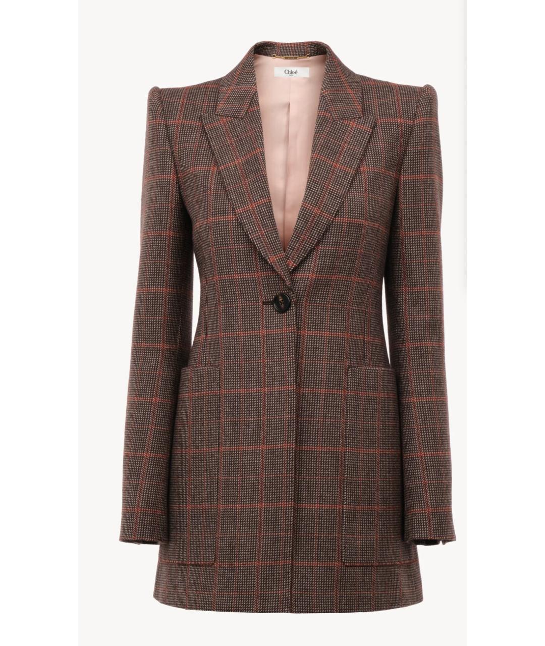 CHLOE Коричневая шерстяная куртка, фото 6