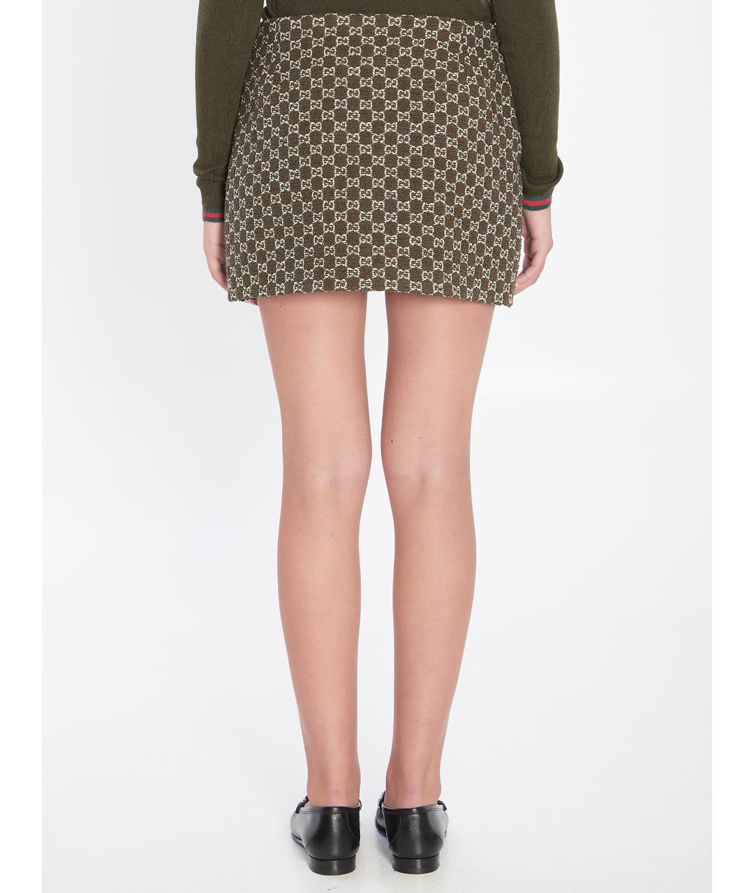 GUCCI Зеленая хлопковая юбка мини, фото 4