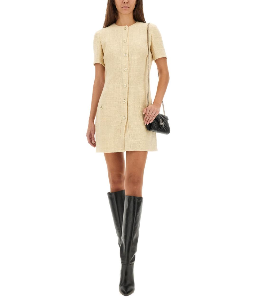 GUCCI Бежевое шерстяное повседневное платье, фото 3