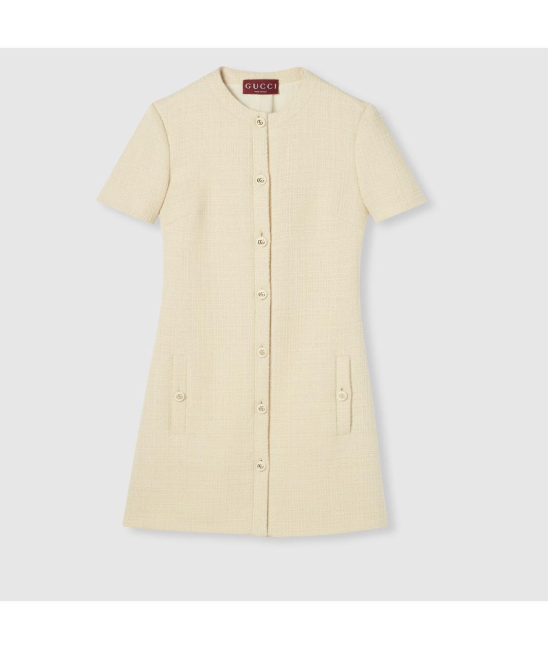 GUCCI Бежевое шерстяное повседневное платье, фото 6