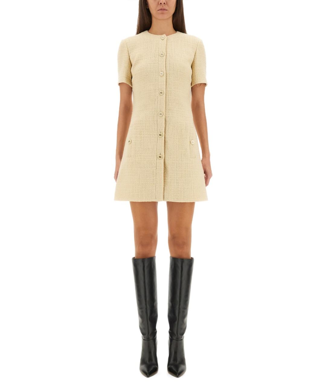 GUCCI Бежевое шерстяное повседневное платье, фото 2