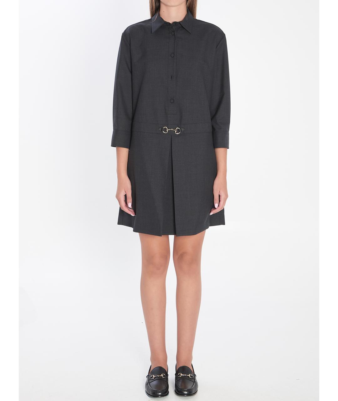 GUCCI Антрацитовое шерстяное повседневное платье, фото 2