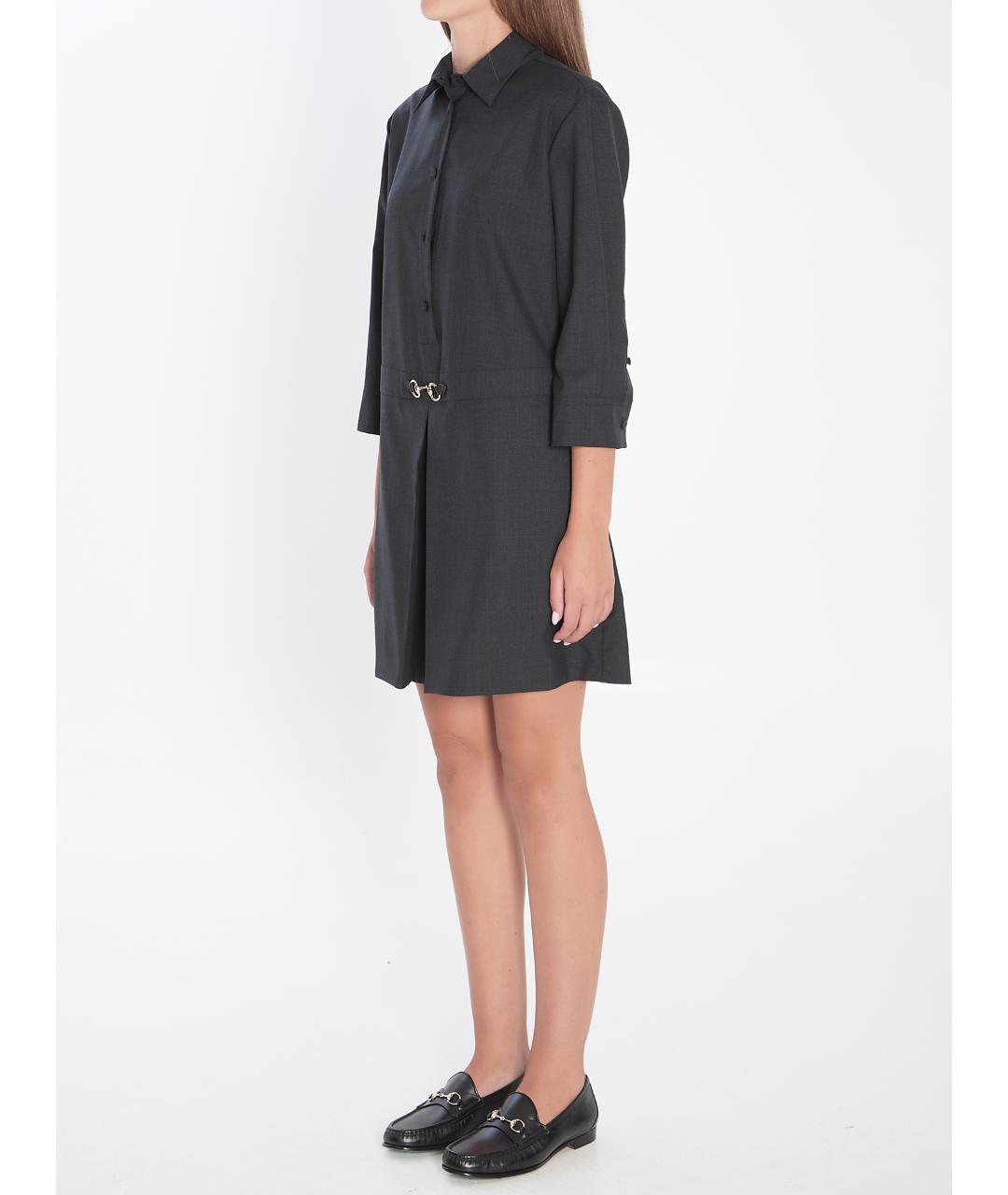 GUCCI Антрацитовое шерстяное повседневное платье, фото 3