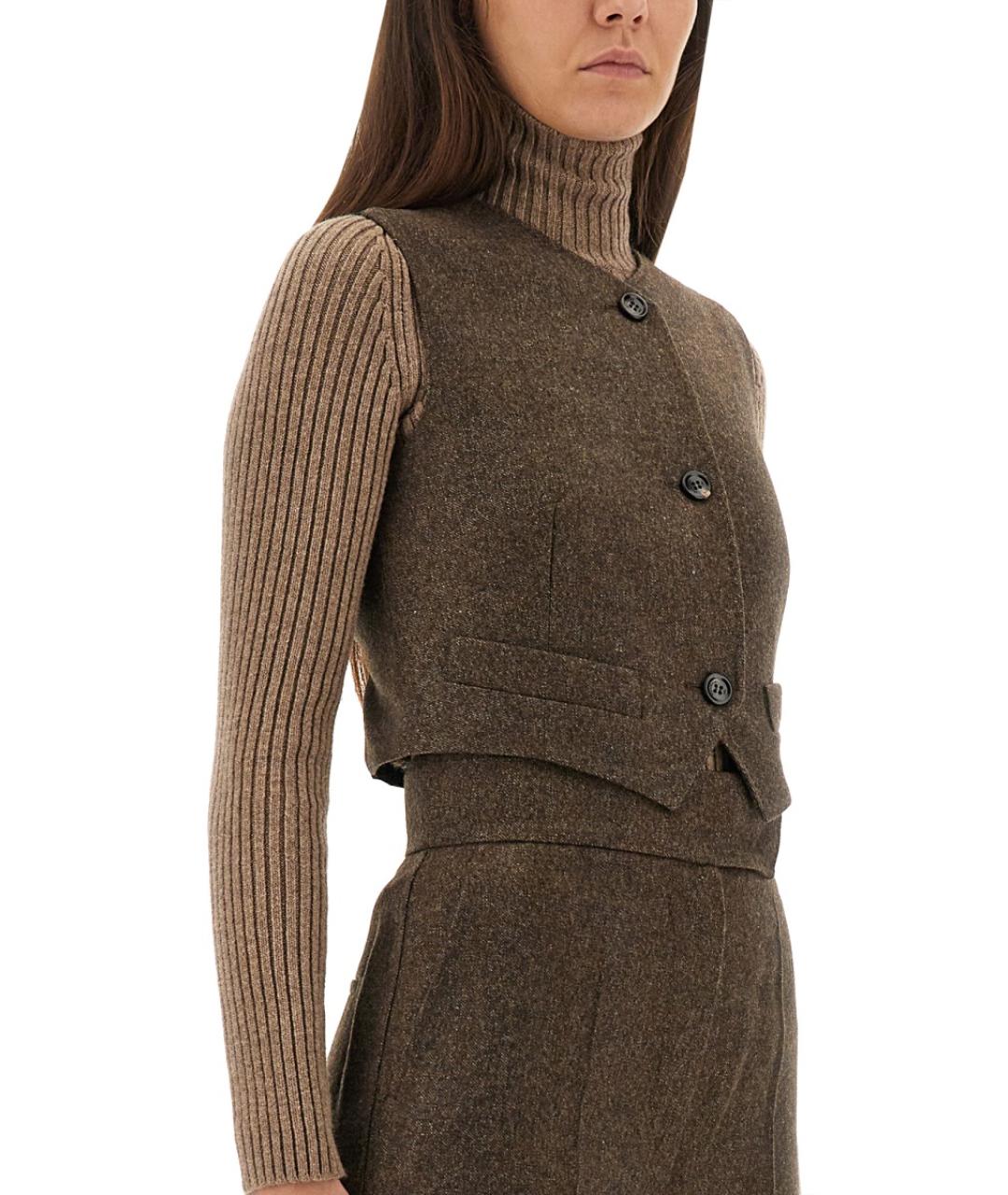 MAX MARA Коричневый шерстяной жилет, фото 5