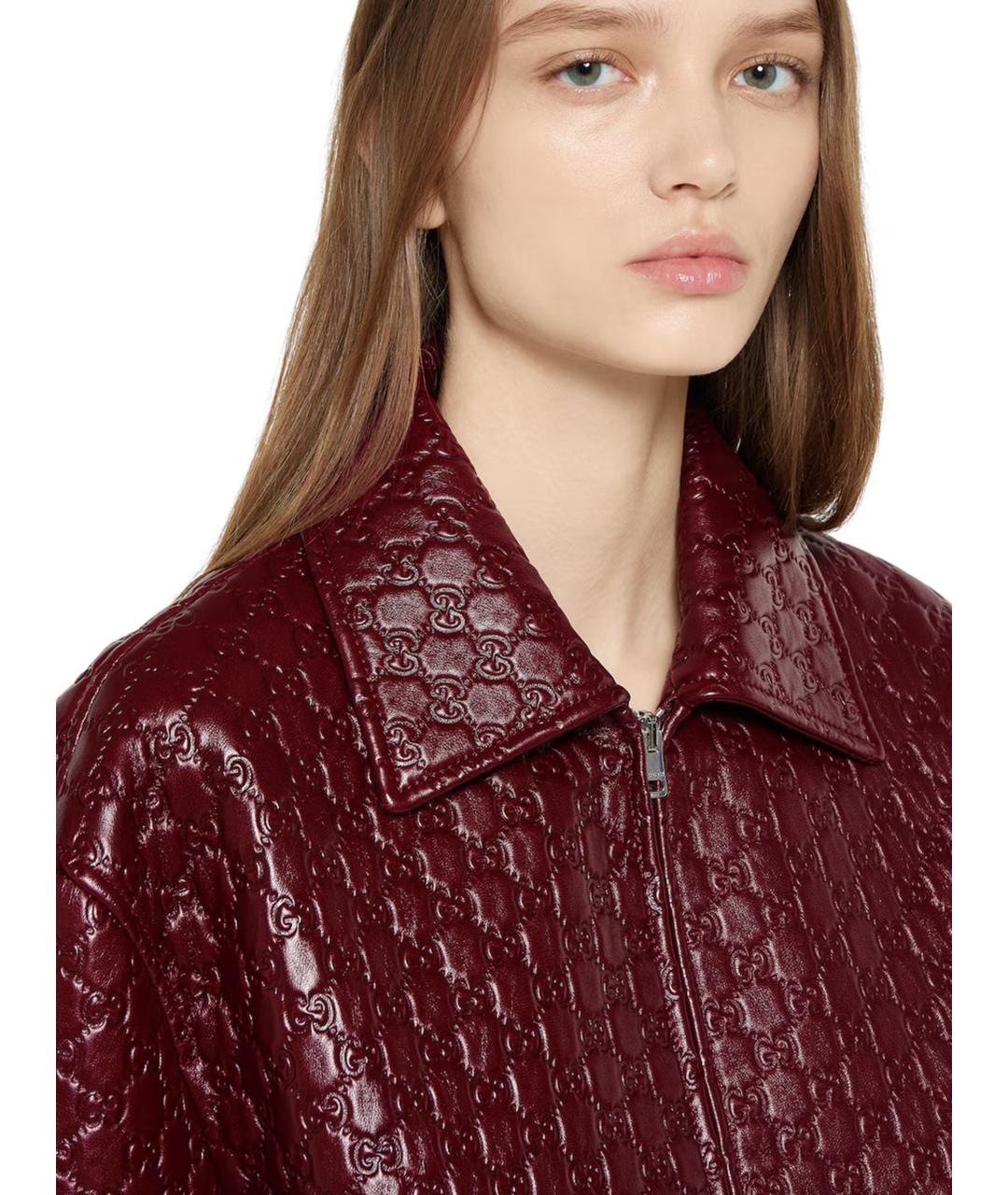 GUCCI Бордовая кожаная куртка, фото 5