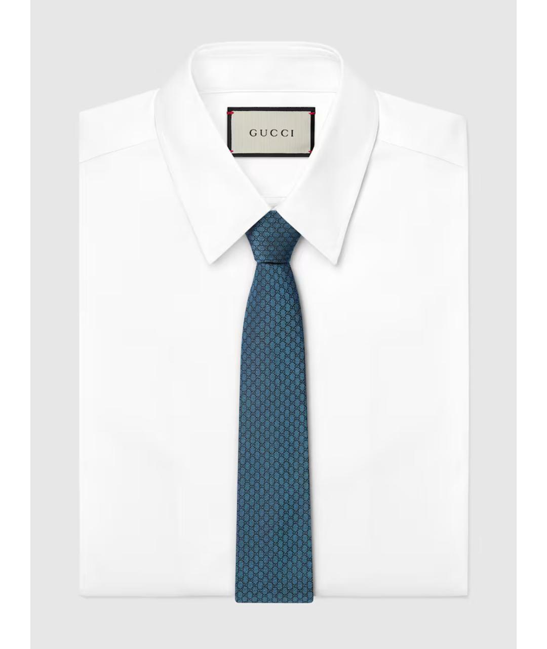 GUCCI Синий шелковый галстук, фото 2