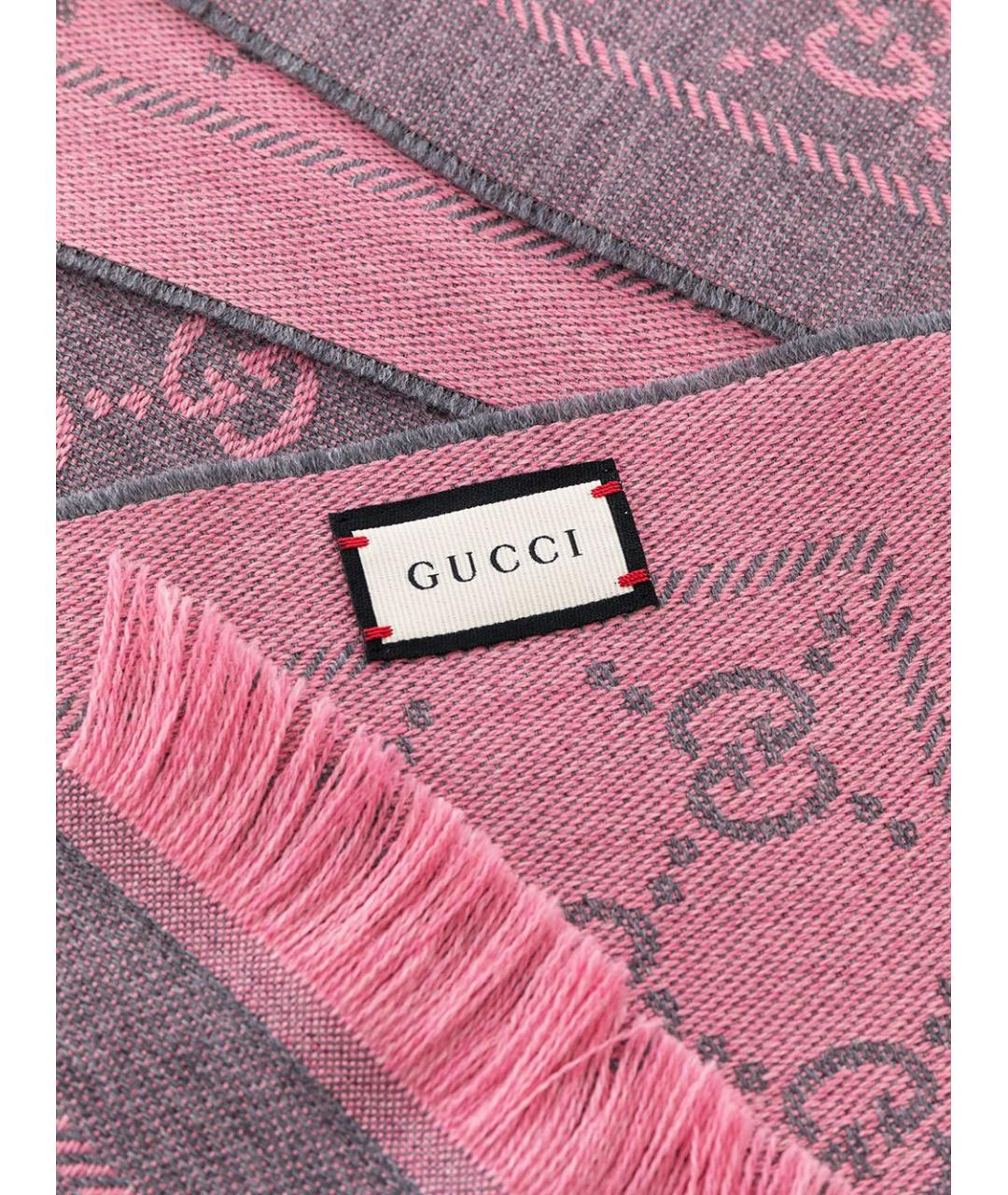 GUCCI Розовый шерстяной шарф, фото 2