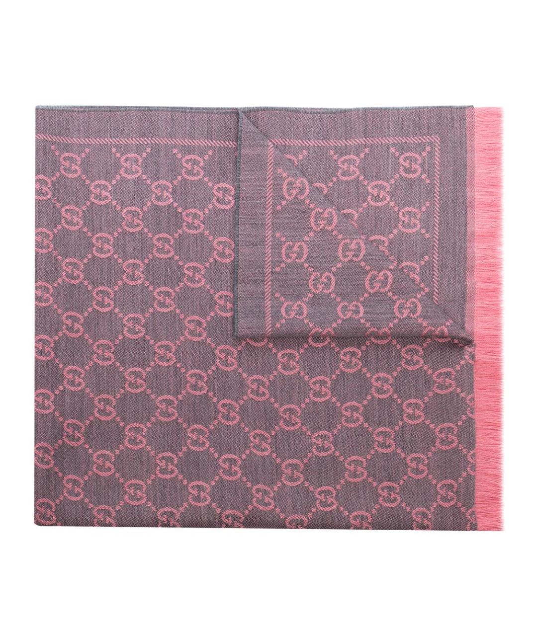GUCCI Розовый шерстяной шарф, фото 1