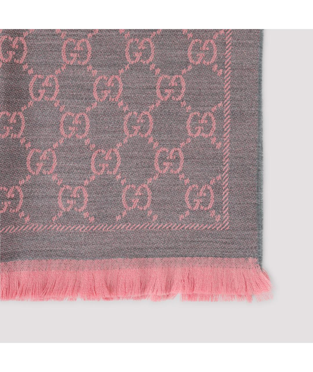GUCCI Розовый шерстяной шарф, фото 3