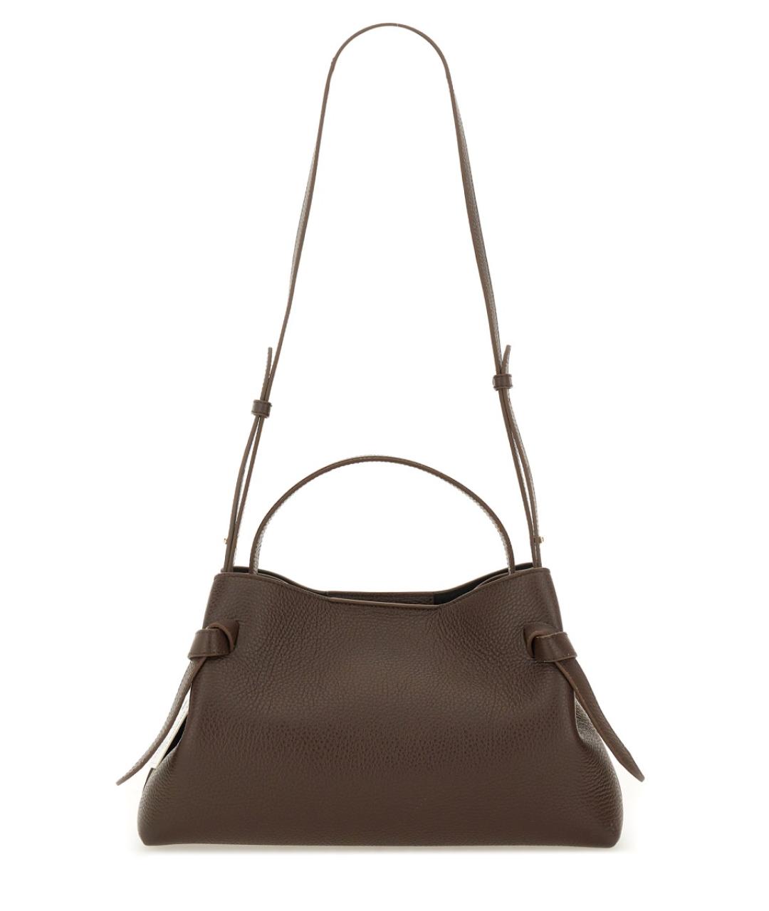 YUZEFI Коричневая кожаная сумка с короткими ручками, фото 3