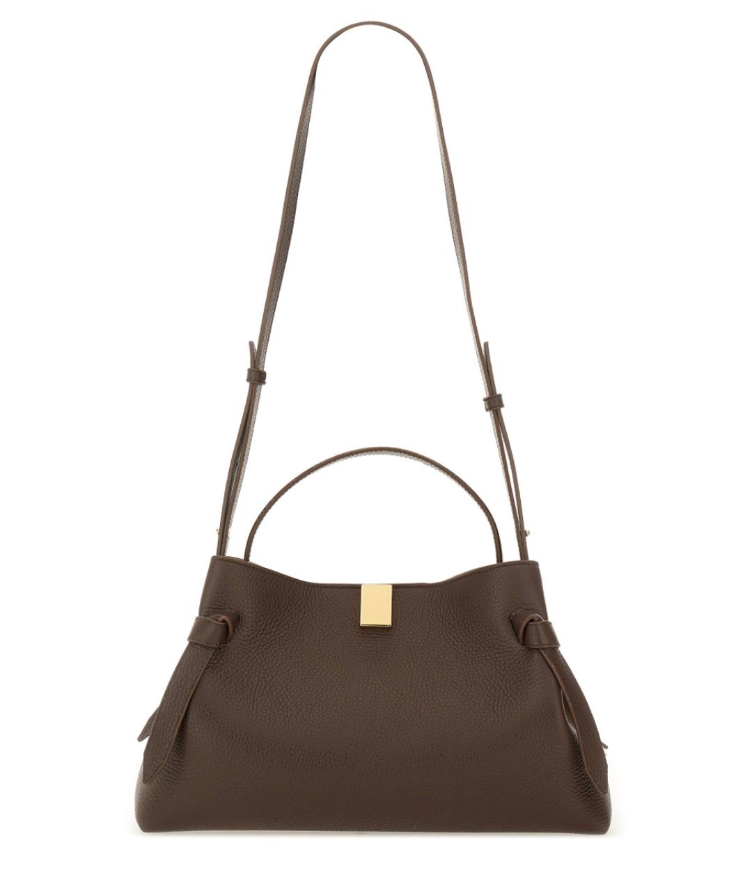 YUZEFI Коричневая кожаная сумка с короткими ручками, фото 2