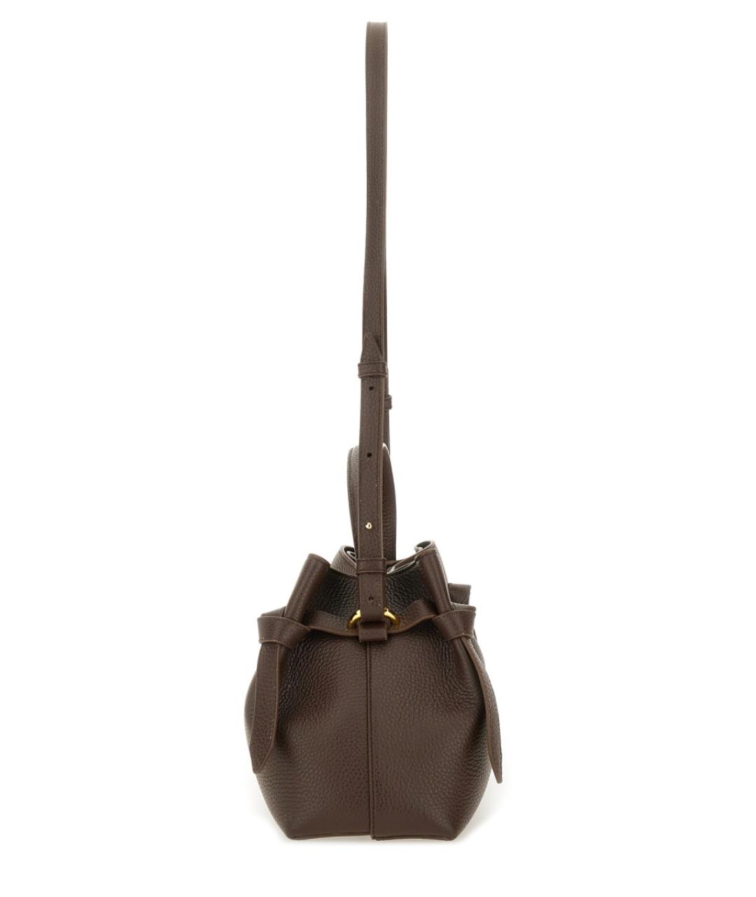 YUZEFI Коричневая кожаная сумка с короткими ручками, фото 4