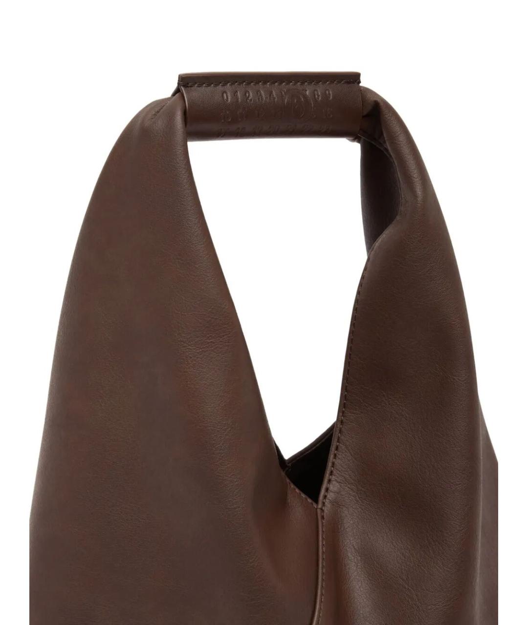 MM6 MAISON MARGIELA Коричневая сумка с короткими ручками из искусственной кожи, фото 4