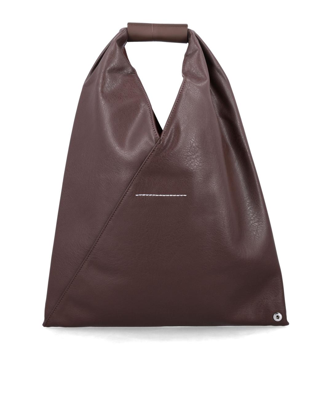 MM6 MAISON MARGIELA Коричневая сумка с короткими ручками из искусственной кожи, фото 3
