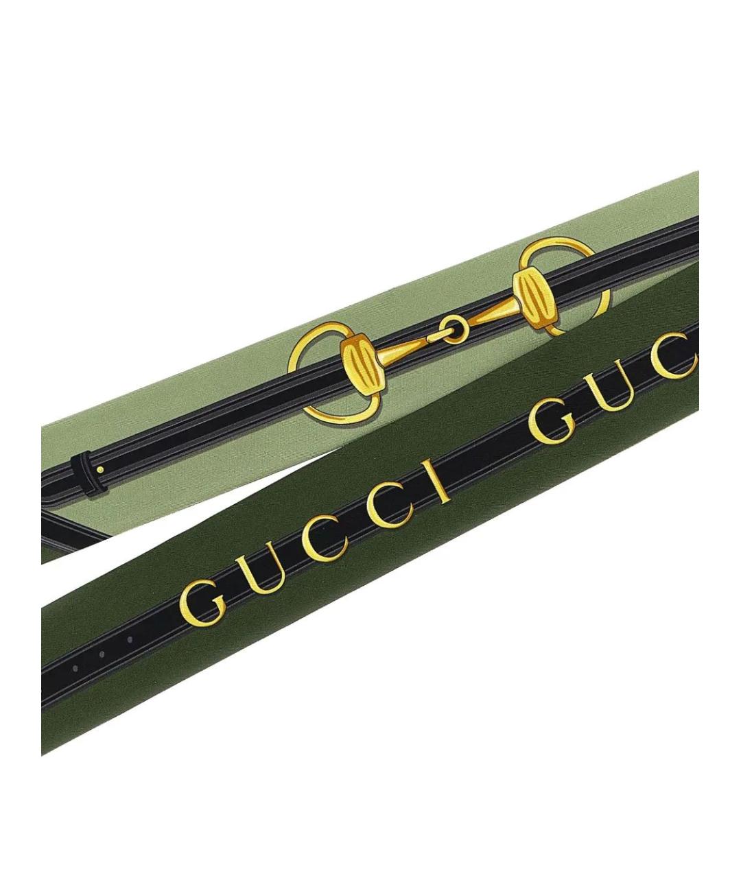 GUCCI Зеленый шелковый шарф, фото 3