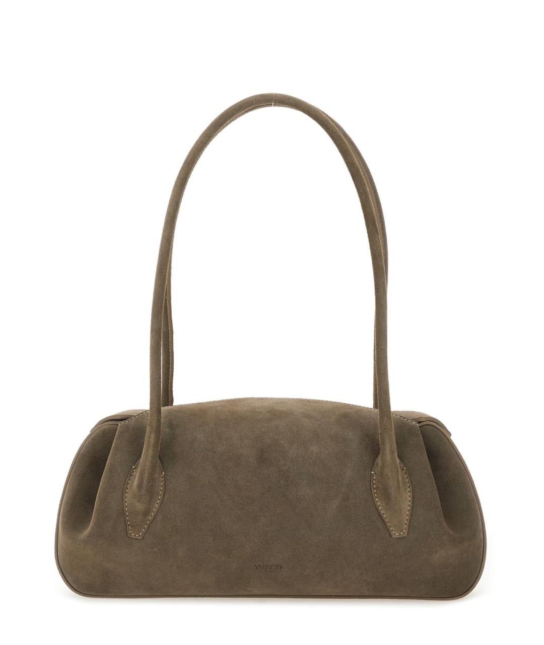 YUZEFI Серая кожаная сумка через плечо, фото 2