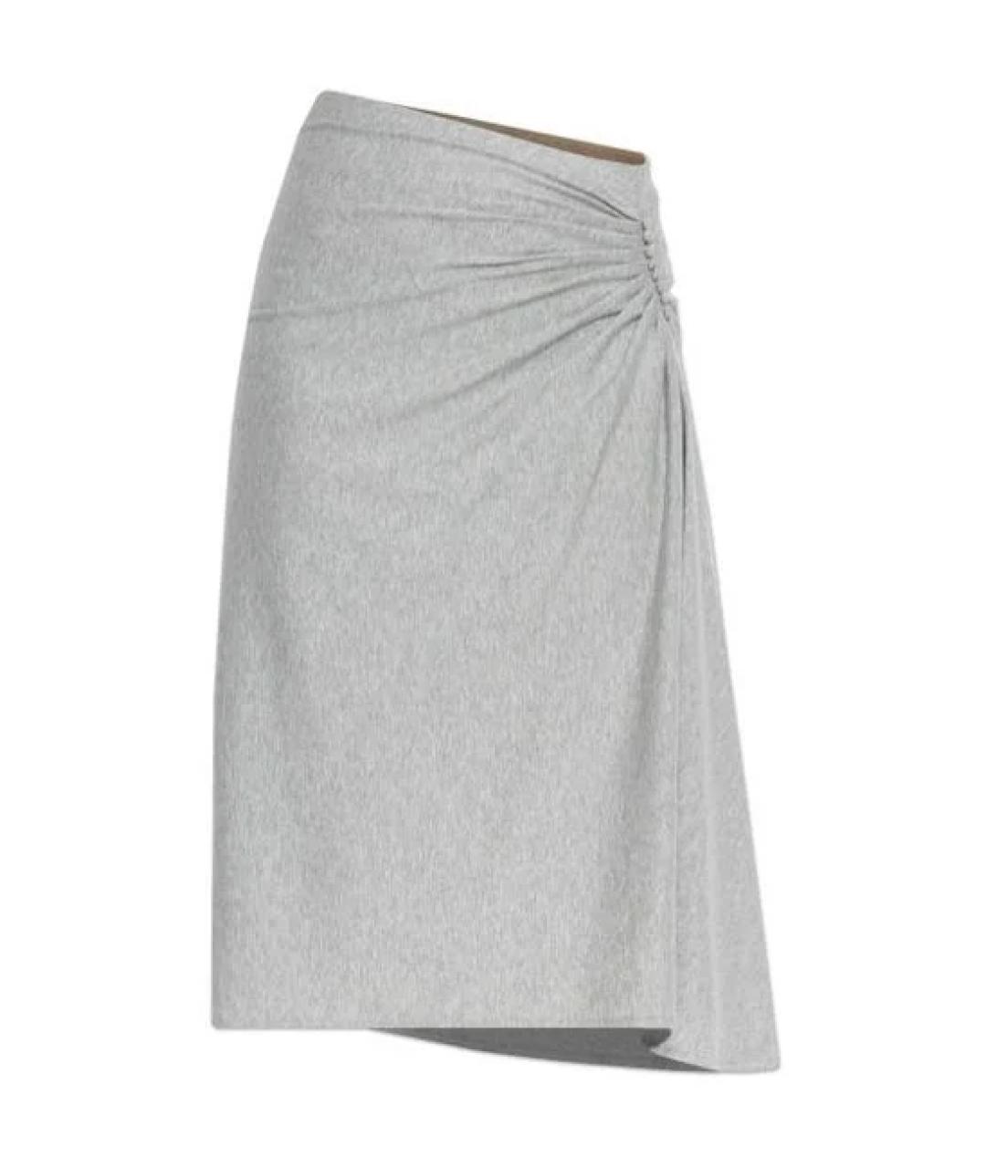 DRIES VAN NOTEN Серая хлопковая юбка миди, фото 1
