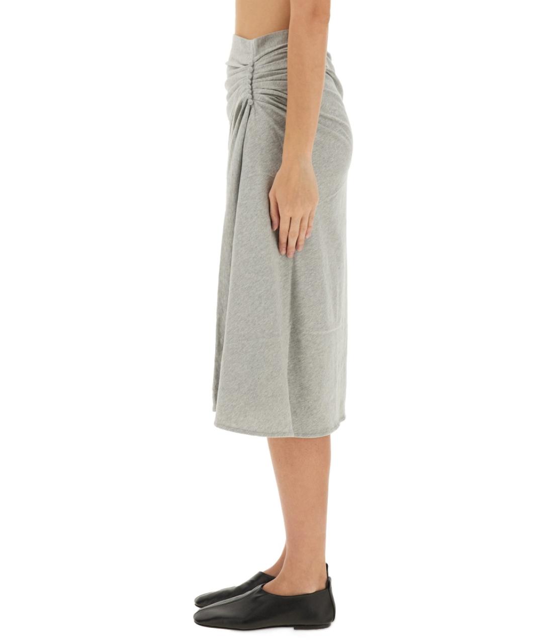 DRIES VAN NOTEN Серая хлопковая юбка миди, фото 4