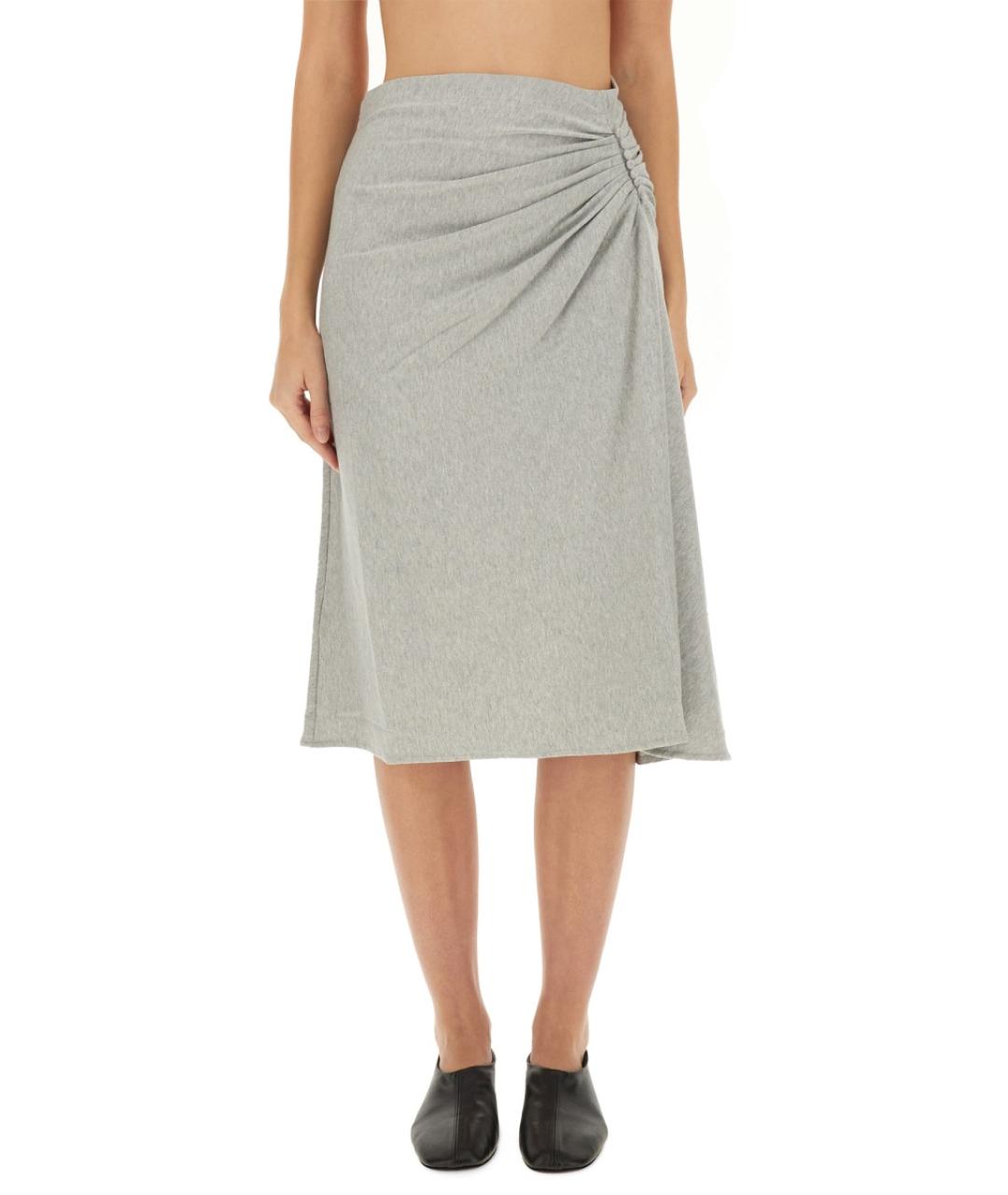DRIES VAN NOTEN Серая хлопковая юбка миди, фото 5