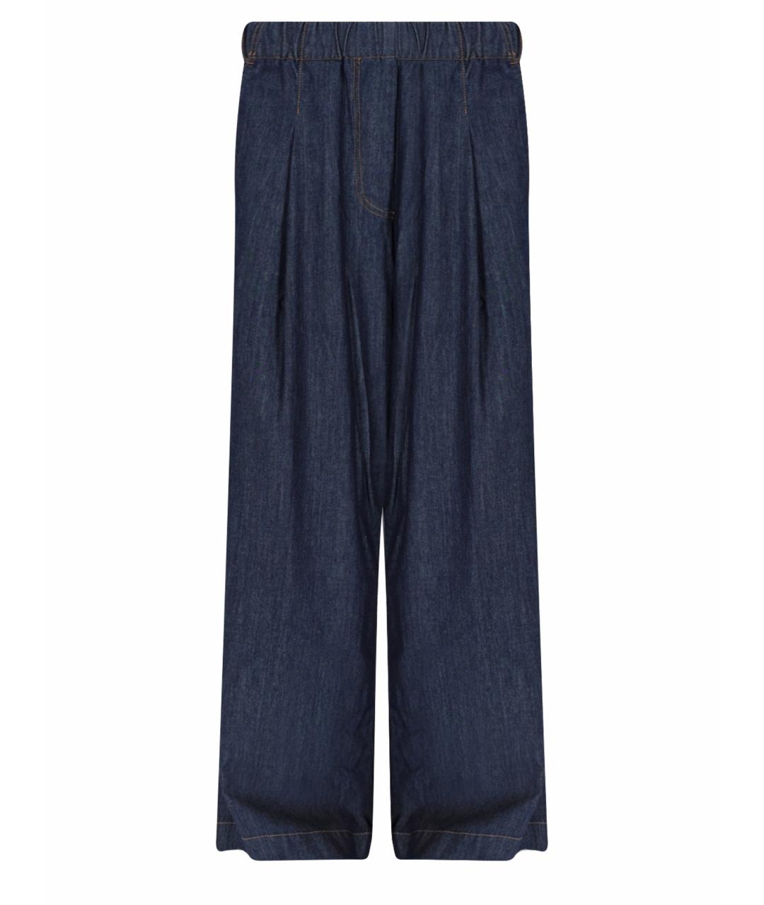 DRIES VAN NOTEN Синие хлопковые прямые брюки, фото 1