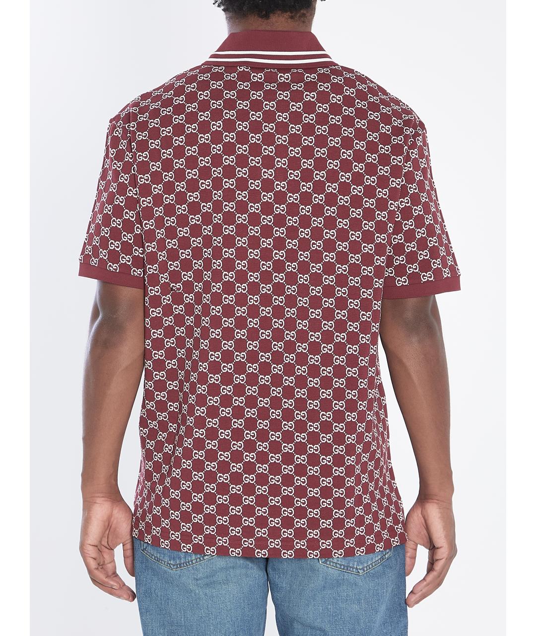 GUCCI Бордовая хлопковая футболка, фото 5